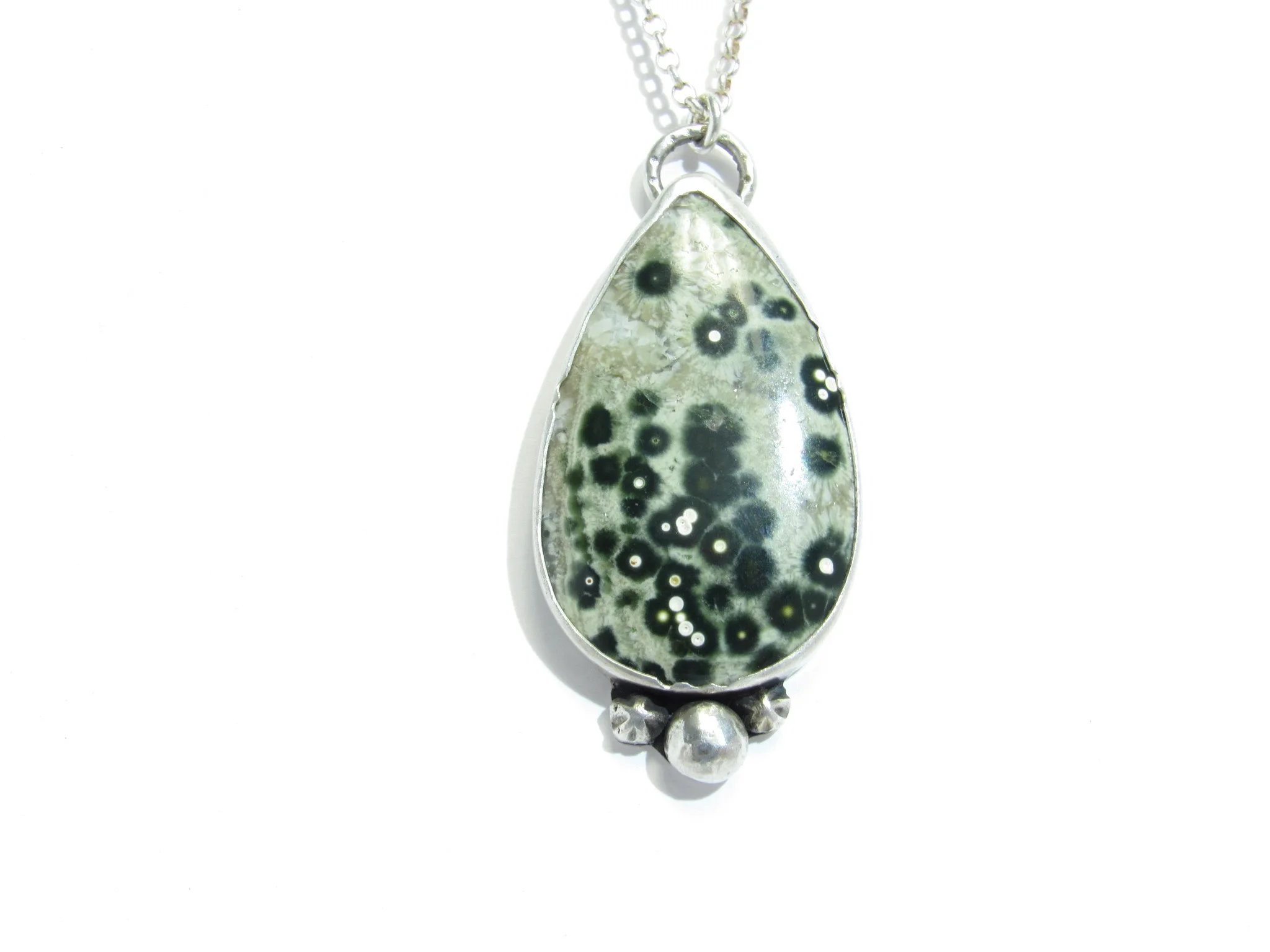 Sage Green Ocean Jasper Sterling Silver Necklace